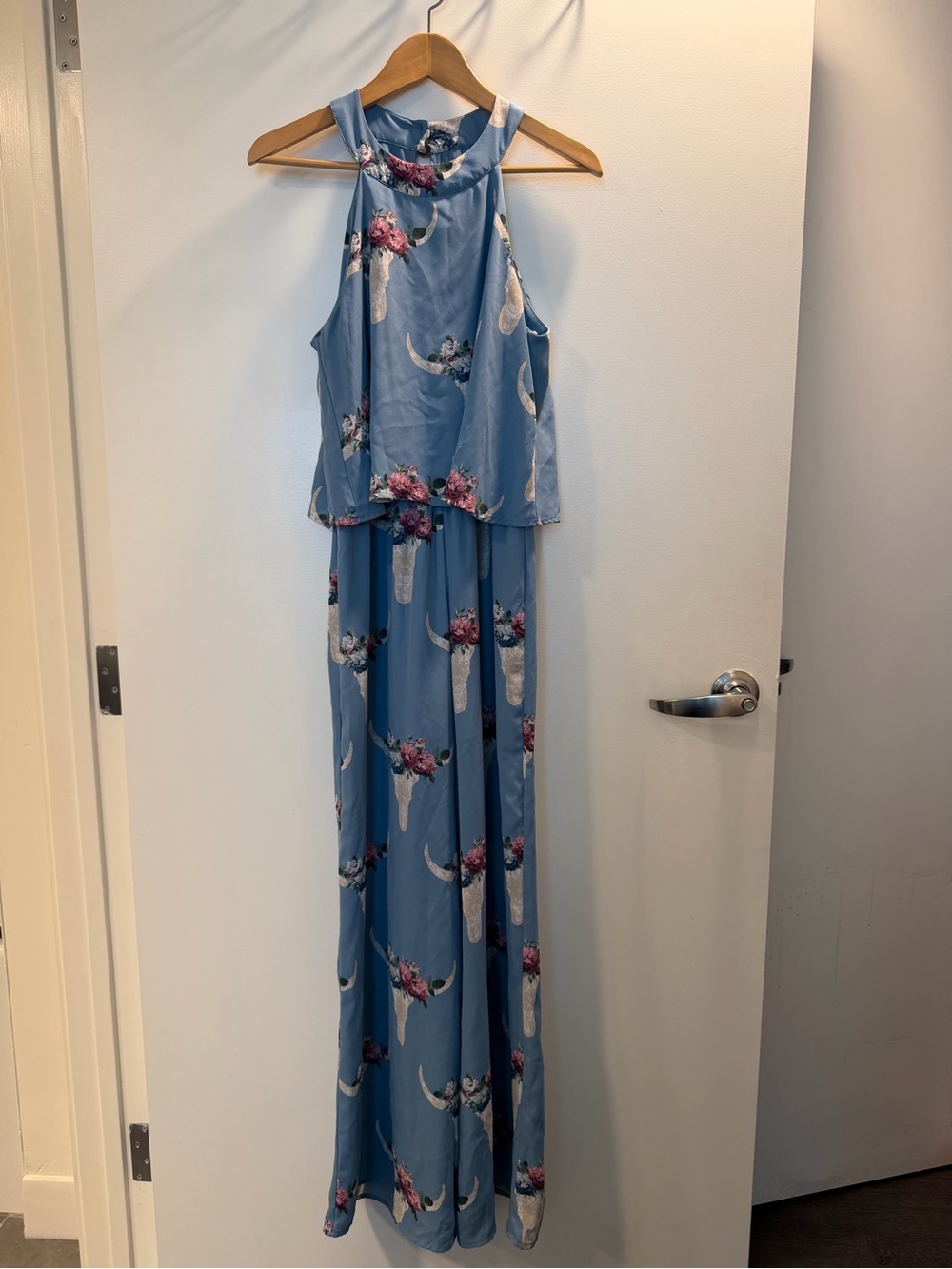 Altar'd State Blue Floral Halter Jumpsuit